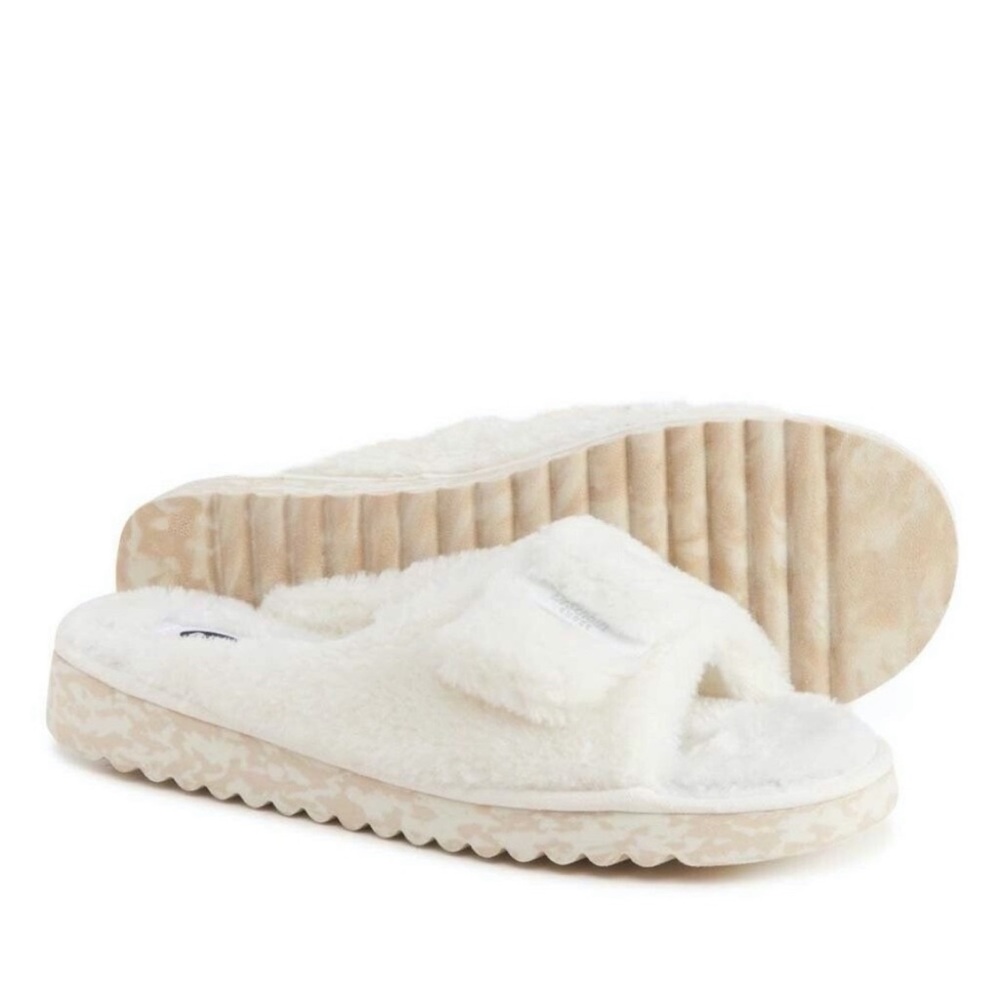 ๐ Dr. Scholl's Staycay OG White Faux Fur Sherpa Slide Sandals Slippers, Size 6 - Picture 11 of 13